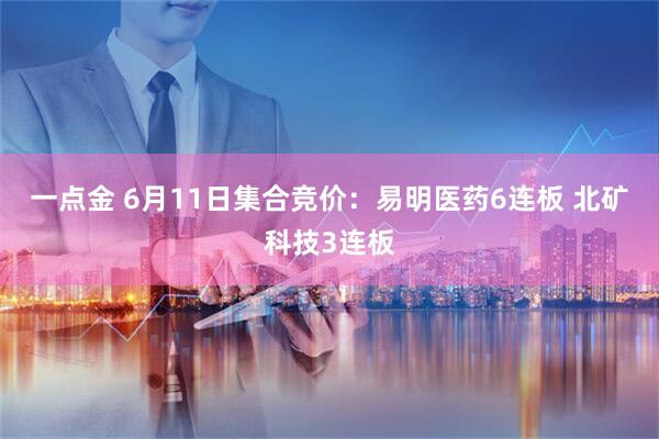 一点金 6月11日集合竞价：易明医药6连板 北矿科技3连板